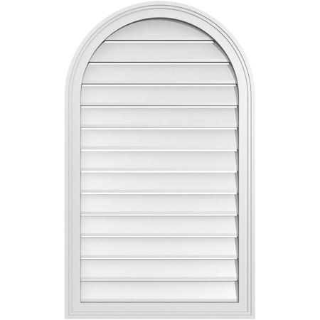 Ekena Millwork Round Top Surface Mount PVC Gable Vent: Functional, w/ 2"W x 1-1/2"P Brickmould Frame, 24"W x 40"H GVPRT24X4002SF